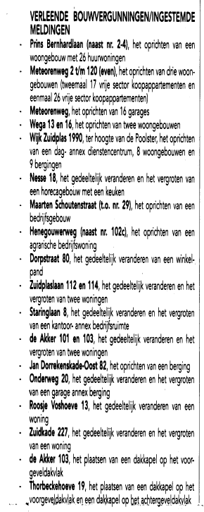 Verlening bouwvergunning voor drie woongebouwen aan de Meteorenweg.